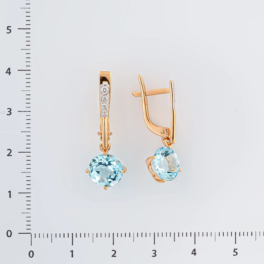 Серьги с топазом из красного золота 585 пробы 2