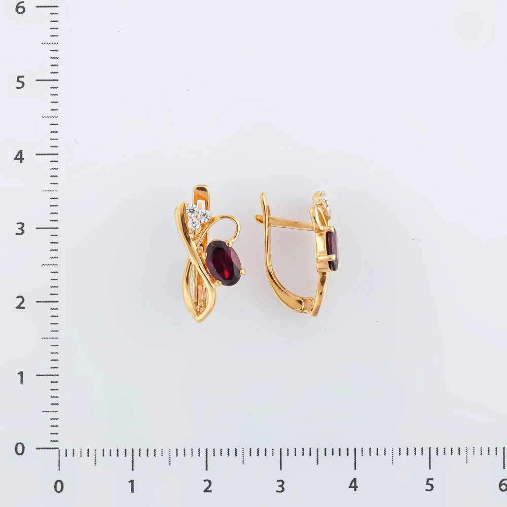 Серьги с гранатом из красного золота 585 пробы 2
