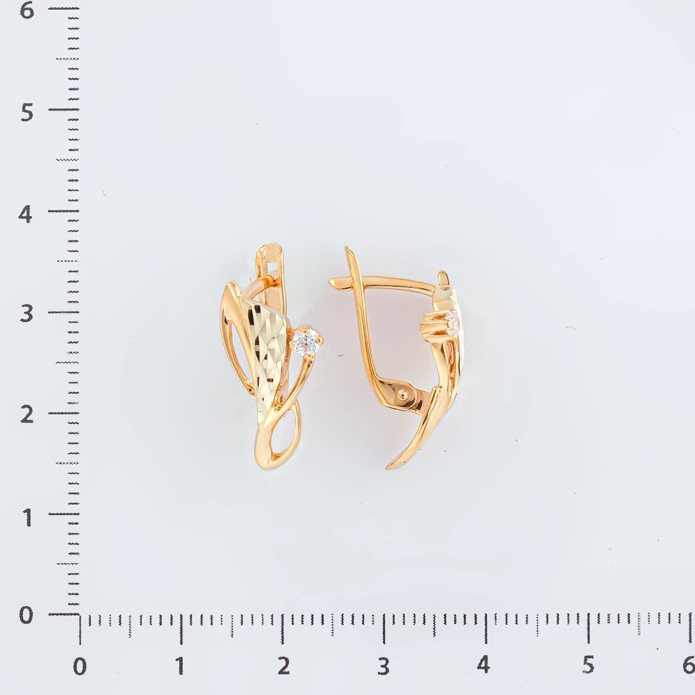 Серьги с фианитом из красного золота 585 пробы 2