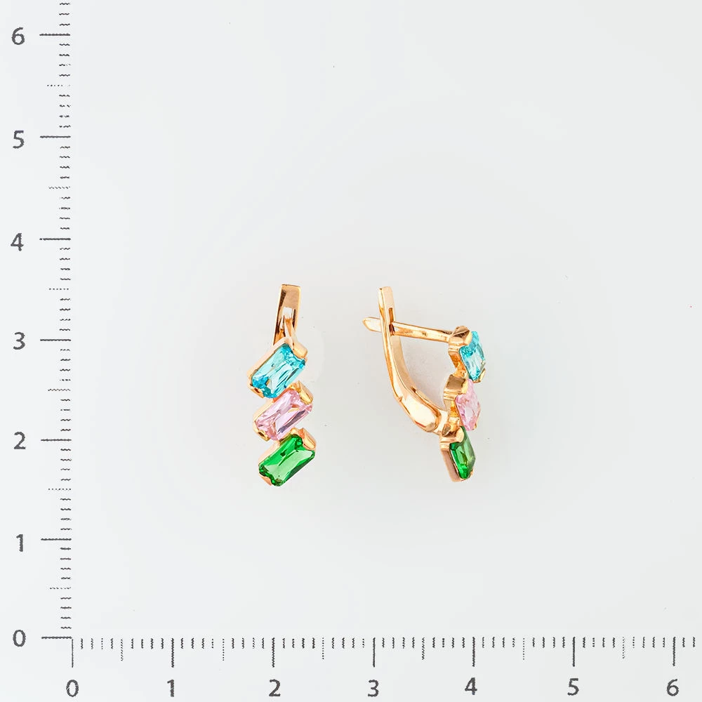 Серьги с фианитом из красного золота 585 пробы 2