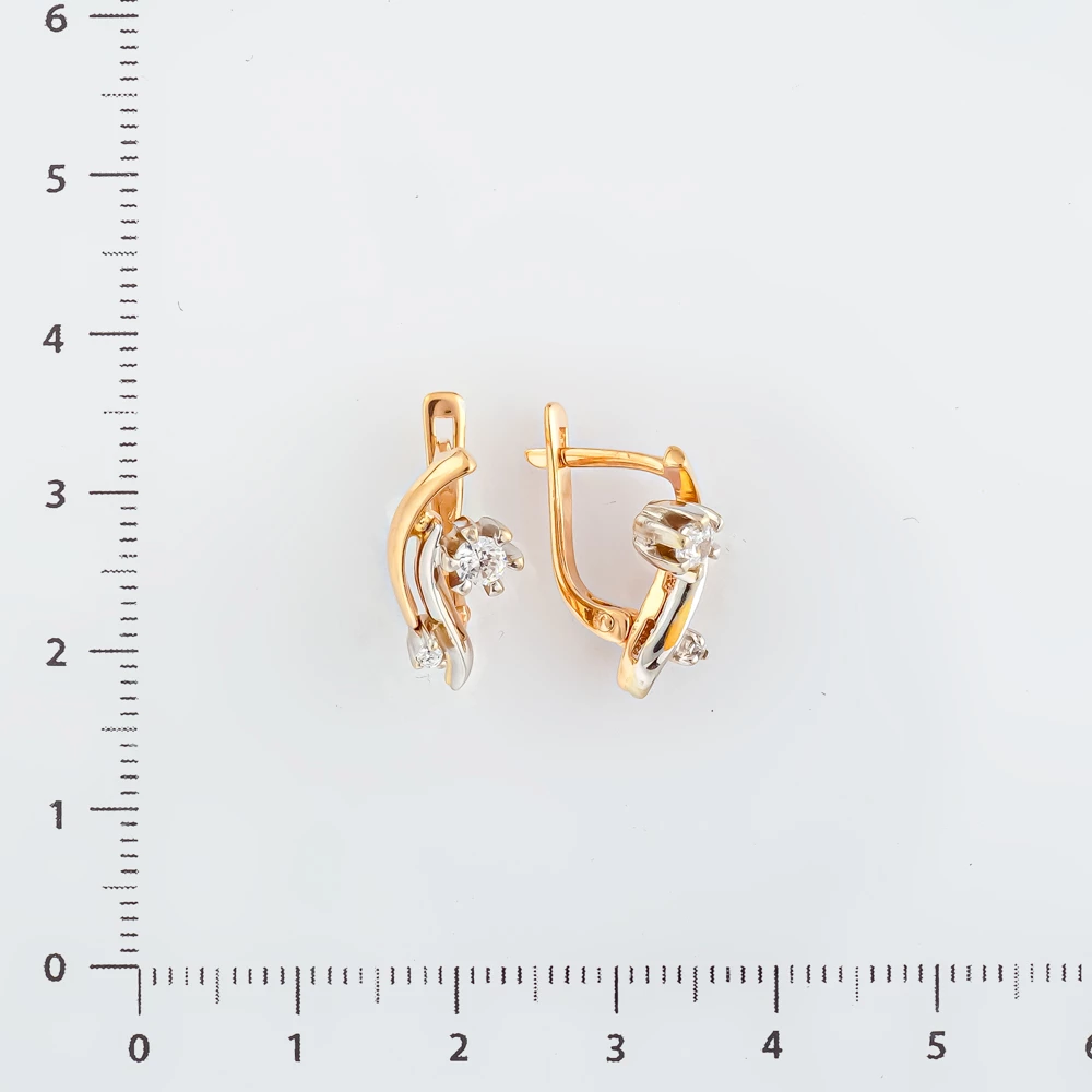 Серьги с фианитом из красного золота 585 пробы 2