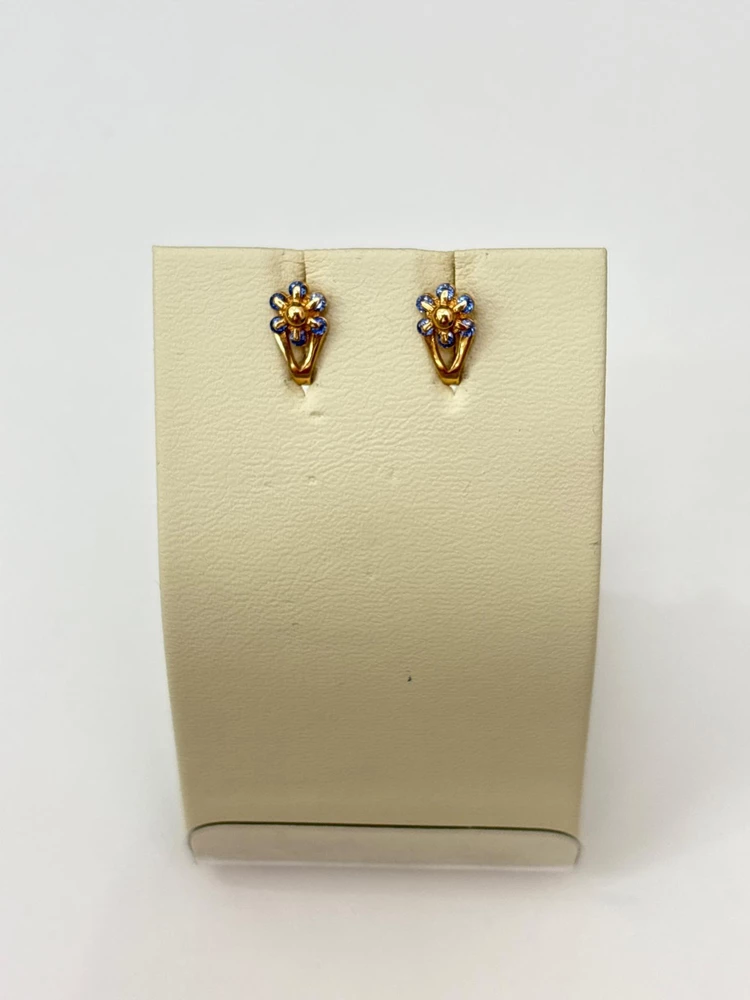 Серьги с фианитом из красного золота 585 пробы 1