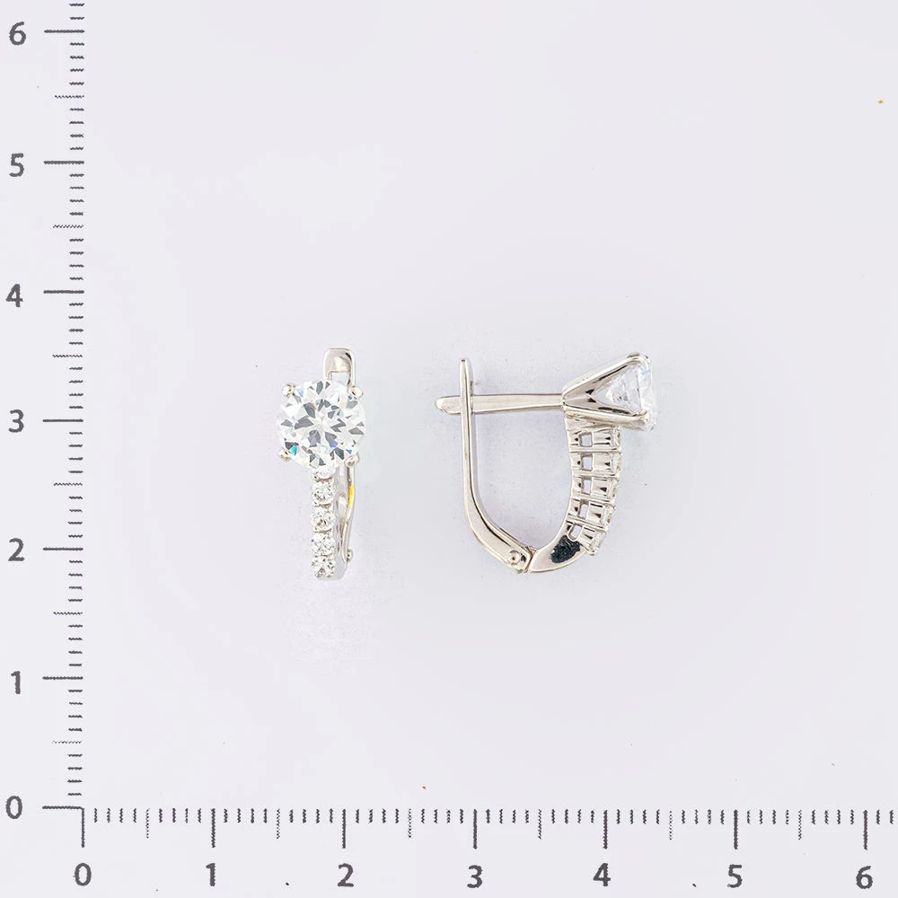 Серьги с фианитом из белого золота 585 пробы 2