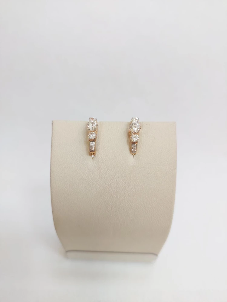 Серьги с фианитом из красного золота 585 пробы 1