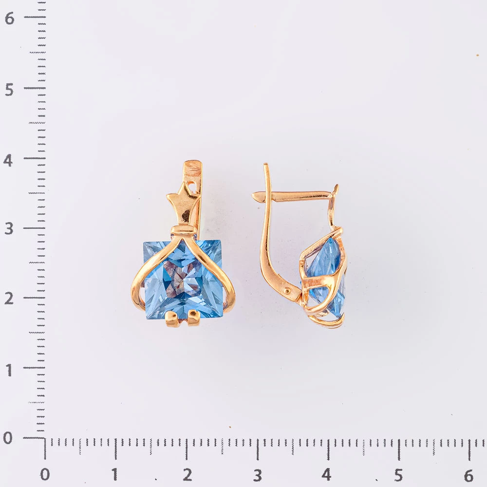 Серьги с топазом из красного золота 585 пробы 2
