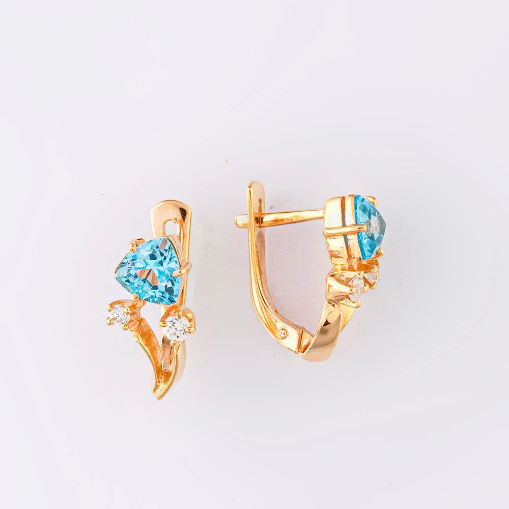 Серьги с топазом из красного золота 585 пробы 1