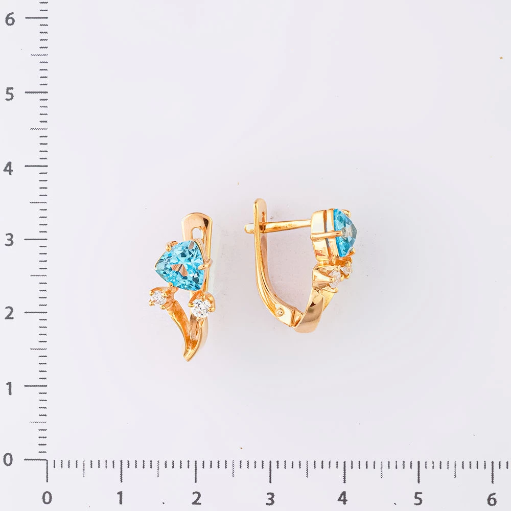 Серьги с топазом из красного золота 585 пробы 2
