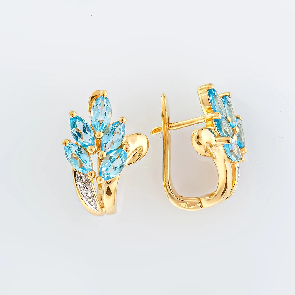 Серьги с топазом из красного золота 585 пробы 1