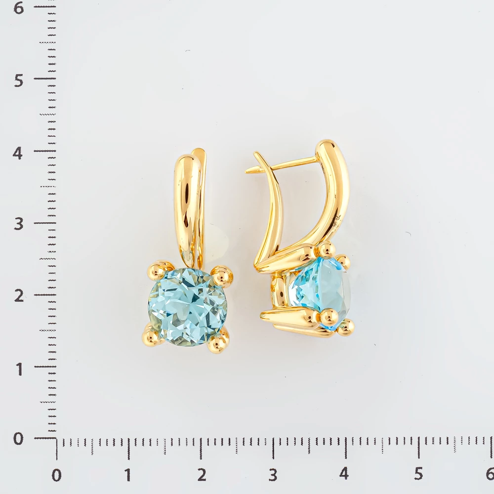Серьги с ситаллом из желтого золота 585 пробы 2