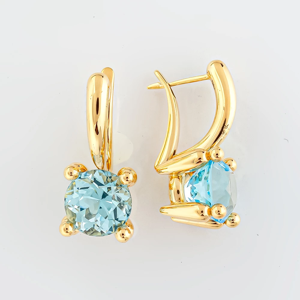 Серьги с ситаллом из желтого золота 585 пробы 1