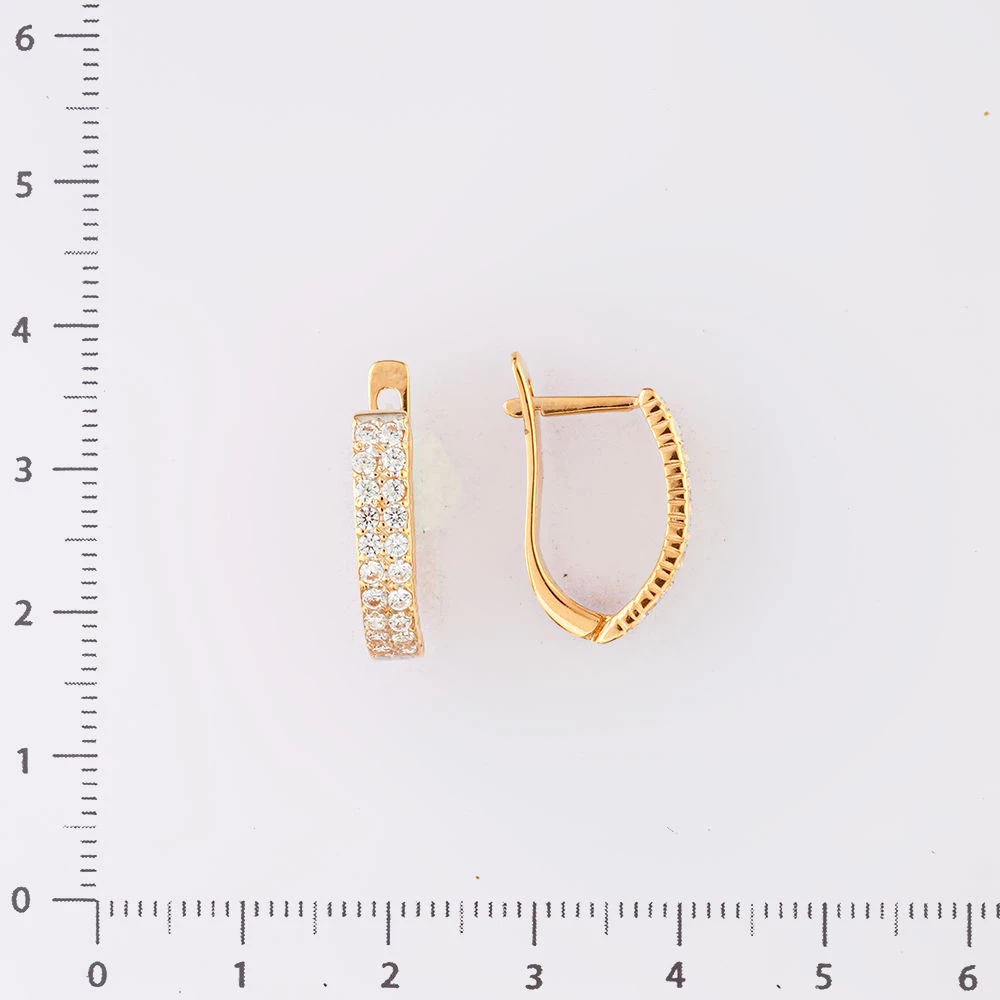 Серьги с фианитом из красного золота 585 пробы 2