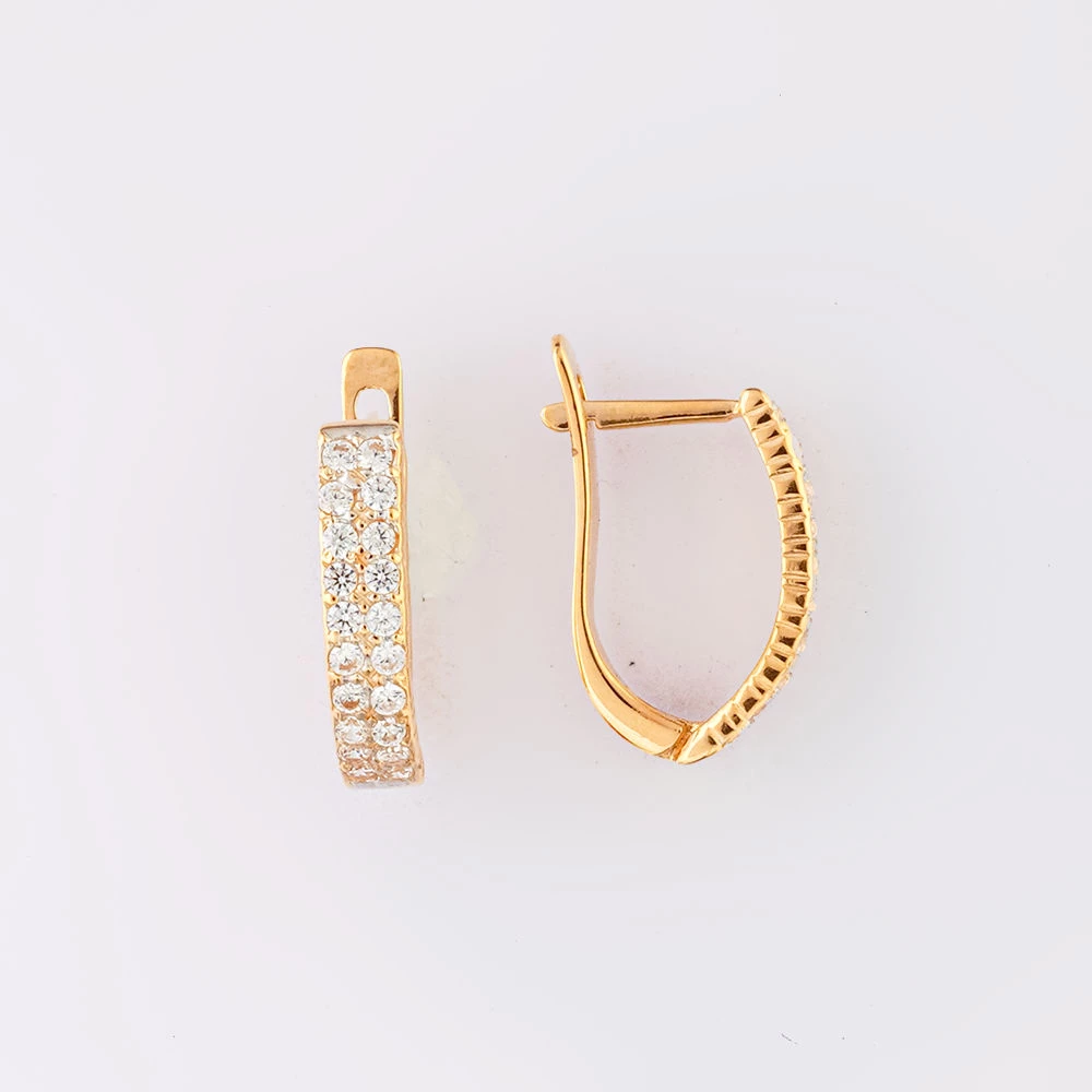 Серьги с фианитом из красного золота 585 пробы 1