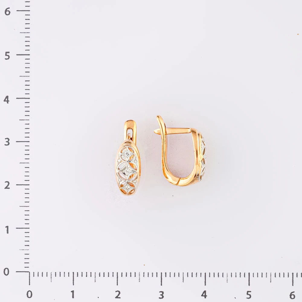 Серьги с фианитом из красного золота 585 пробы 2