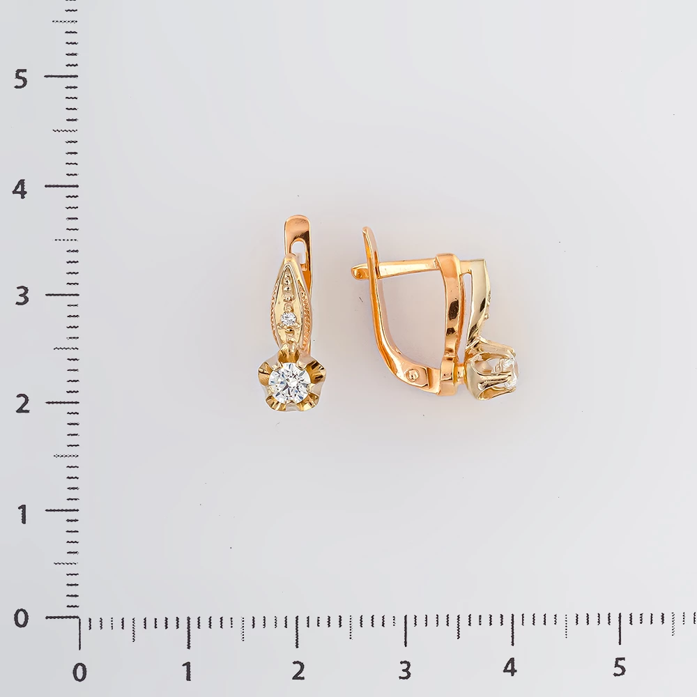 Серьги с фианитом из красного золота 585 пробы 2