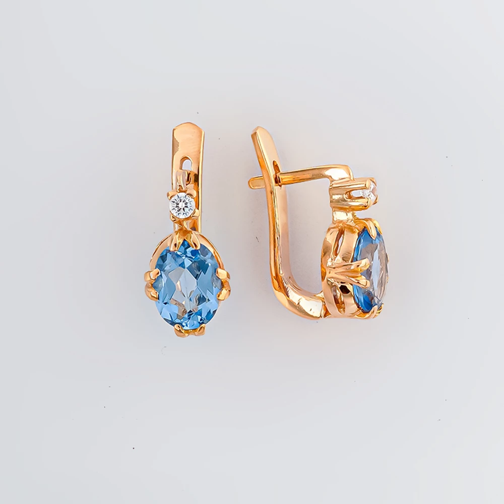 Серьги с топазом из красного золота 585 пробы 1