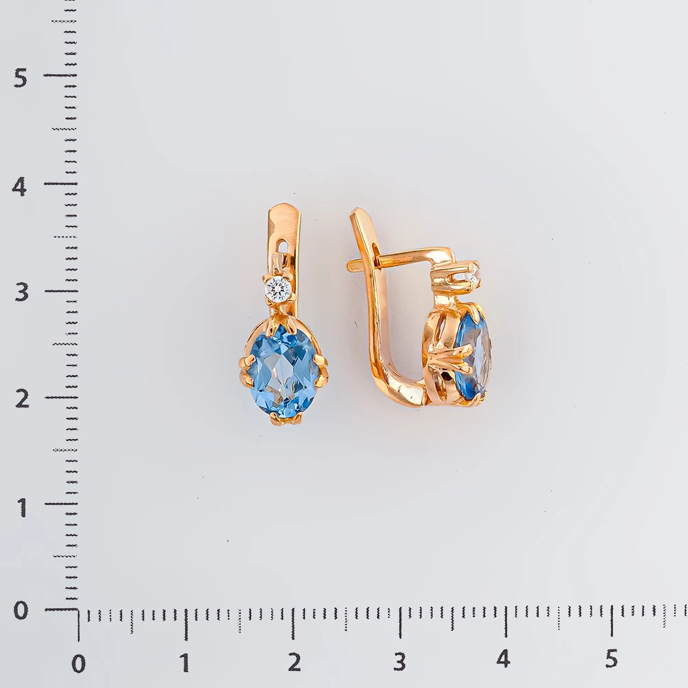 Серьги с топазом из красного золота 585 пробы 2