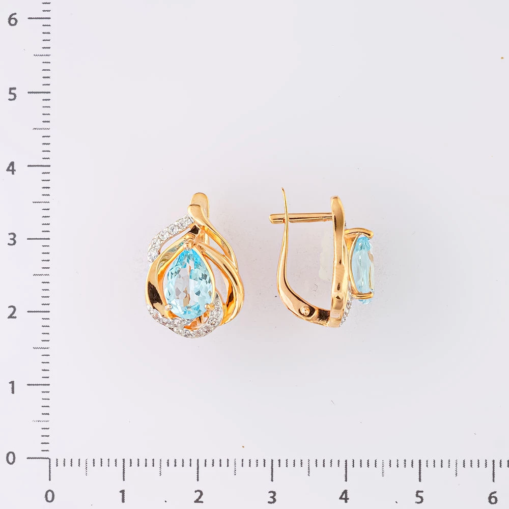 Серьги с топазом из красного золота 585 пробы 2