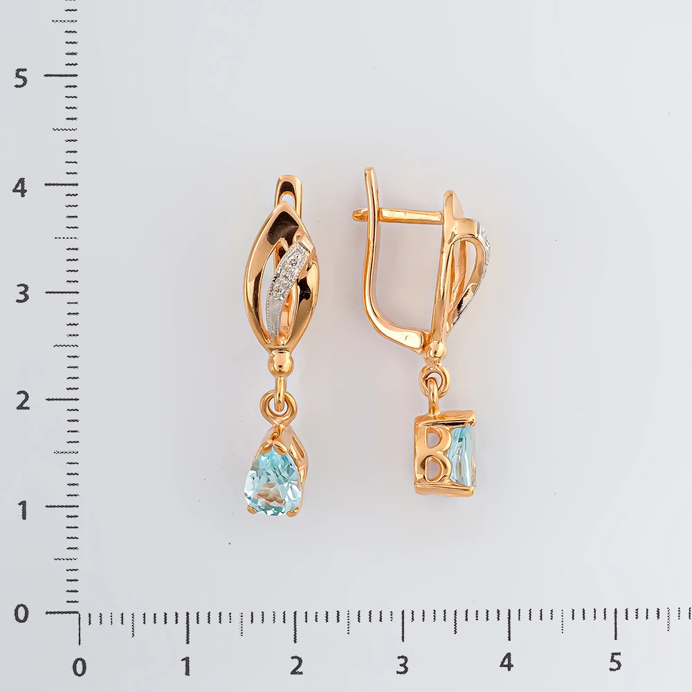 Серьги с топазом из красного золота 585 пробы 2