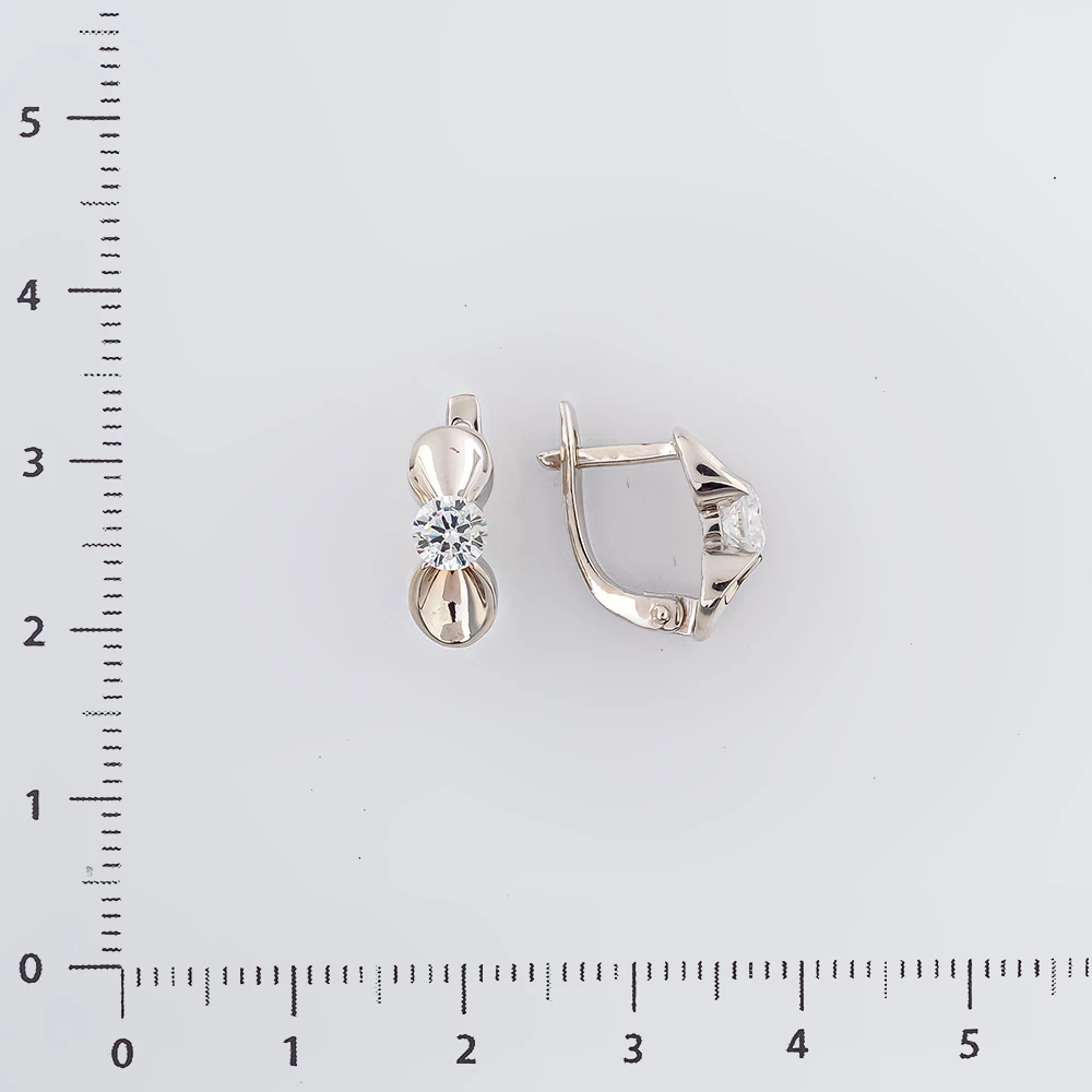 Серьги с фианитом из белого золота 585 пробы 2