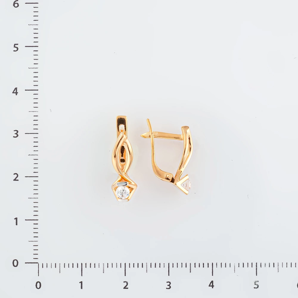 Серьги с фианитом из красного золота 585 пробы 2