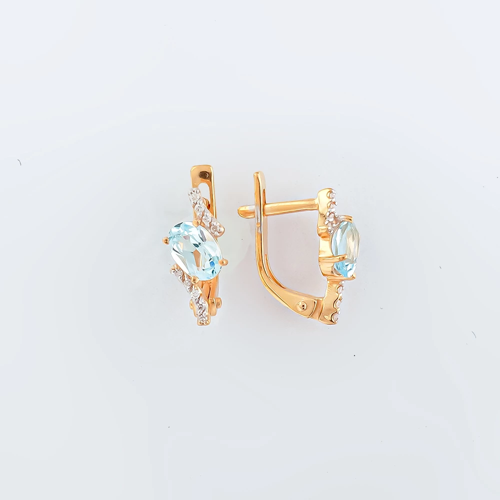 Серьги с топазом из красного золота 585 пробы 1