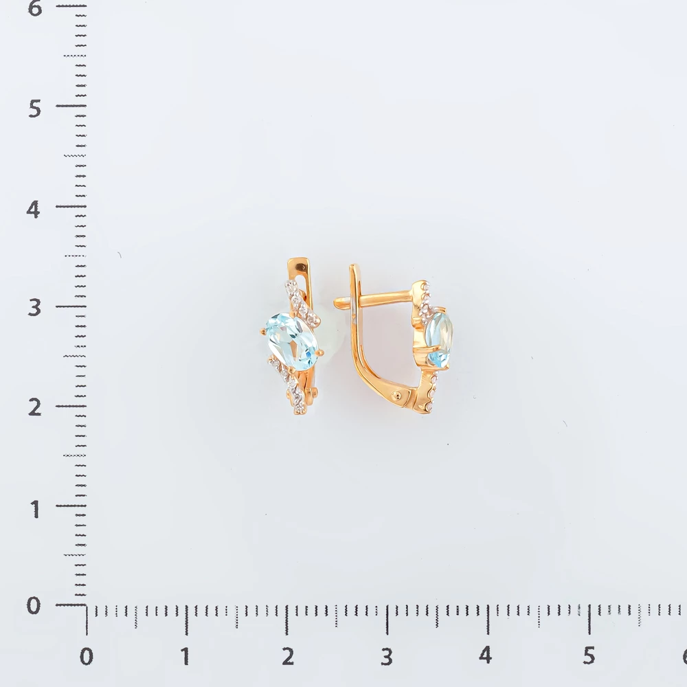 Серьги с топазом из красного золота 585 пробы 2