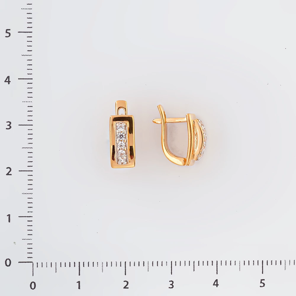 Серьги с фианитом из красного золота 585 пробы 2