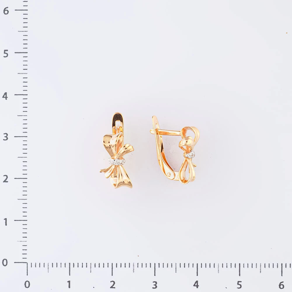 Серьги с фианитом из красного золота 585 пробы 2