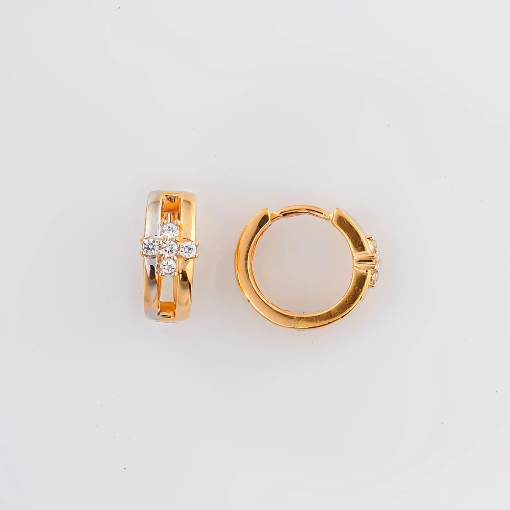 Серьги с фианитом из красного золота 585 пробы 1
