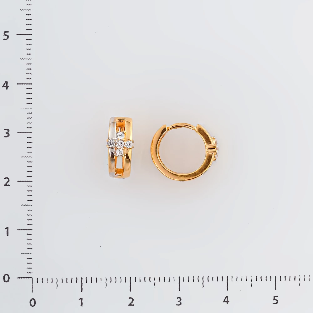 Серьги с фианитом из красного золота 585 пробы 2