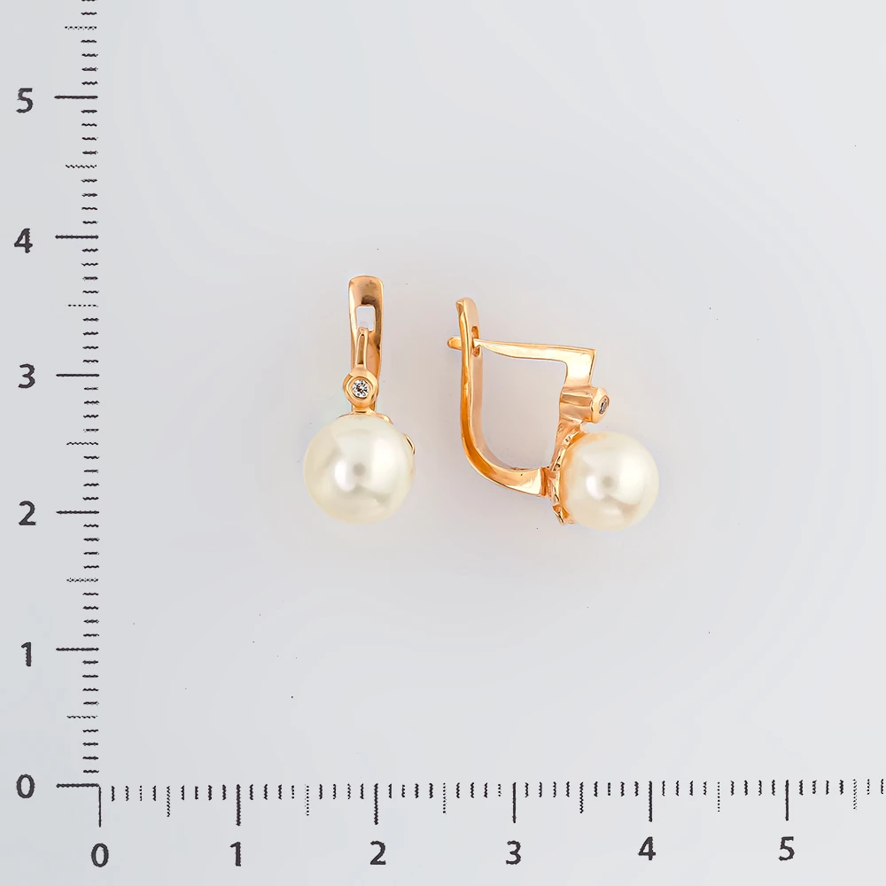 Серьги с культивированным жемчугом из красного золота 585 пробы 2