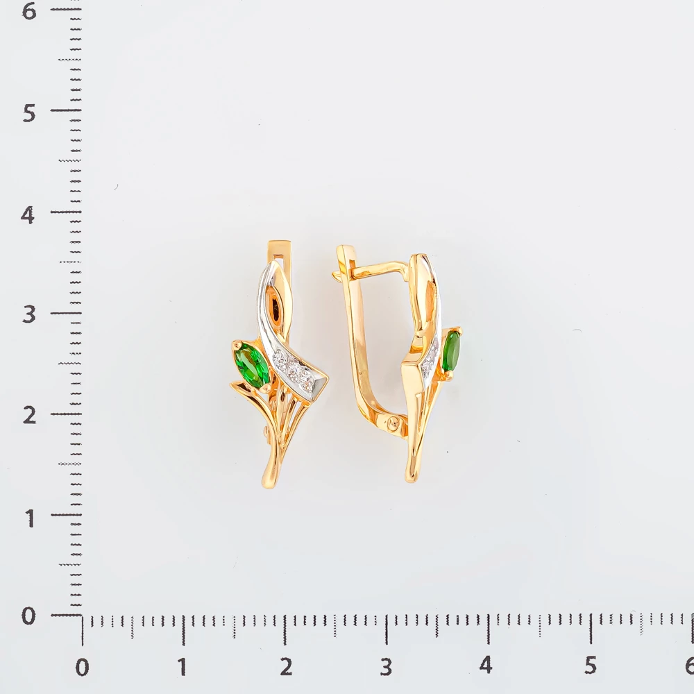 Серьги с фианитом из красного золота 585 пробы 2