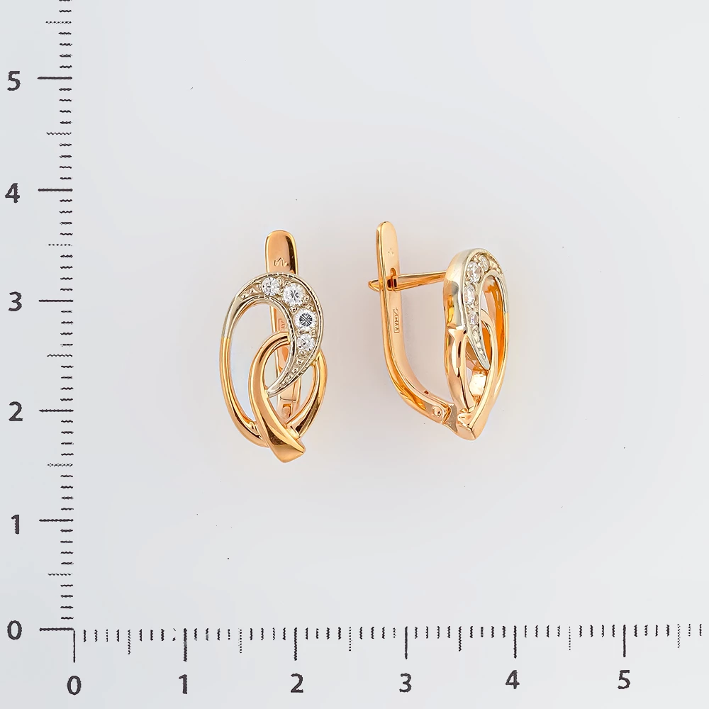 Серьги с фианитом из красного золота 585 пробы 2