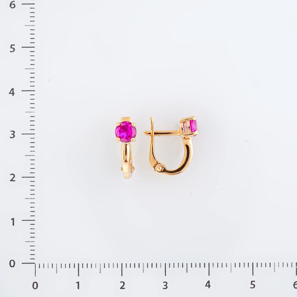 Серьги с фианитом из красного золота 585 пробы 2