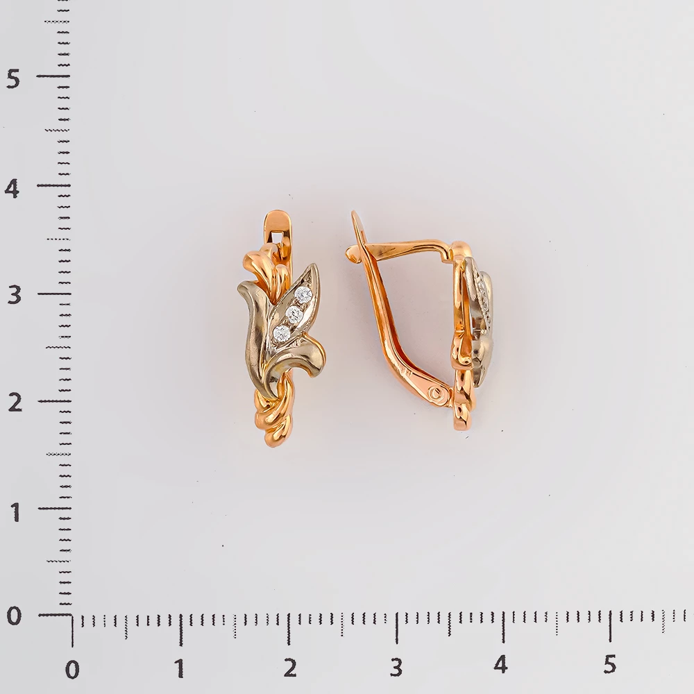 Серьги с фианитом из красного золота 585 пробы 2