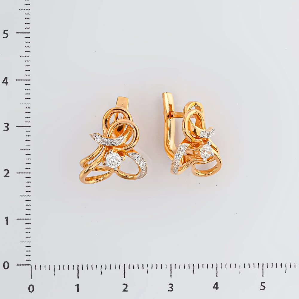 Серьги с фианитом из красного золота 585 пробы 2