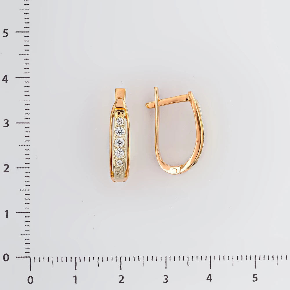Серьги с фианитом из красного золота 585 пробы 2