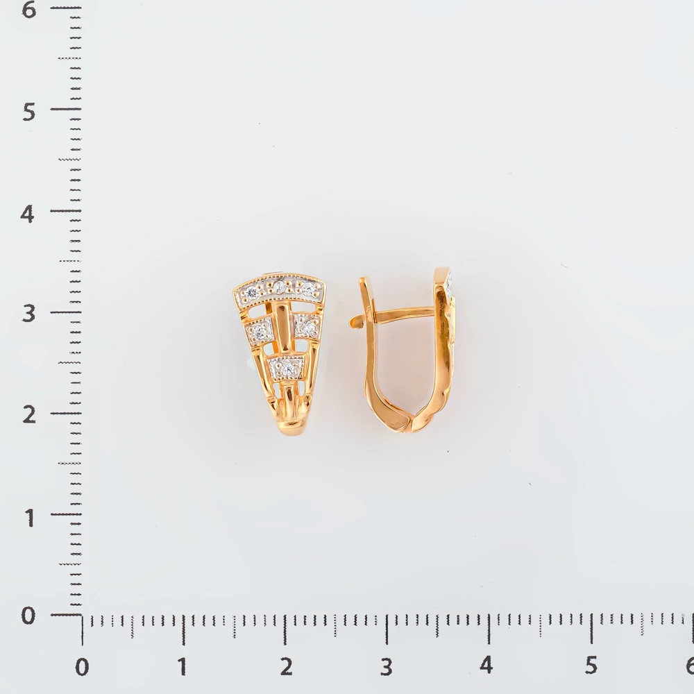 Серьги с фианитом из красного золота 585 пробы 2