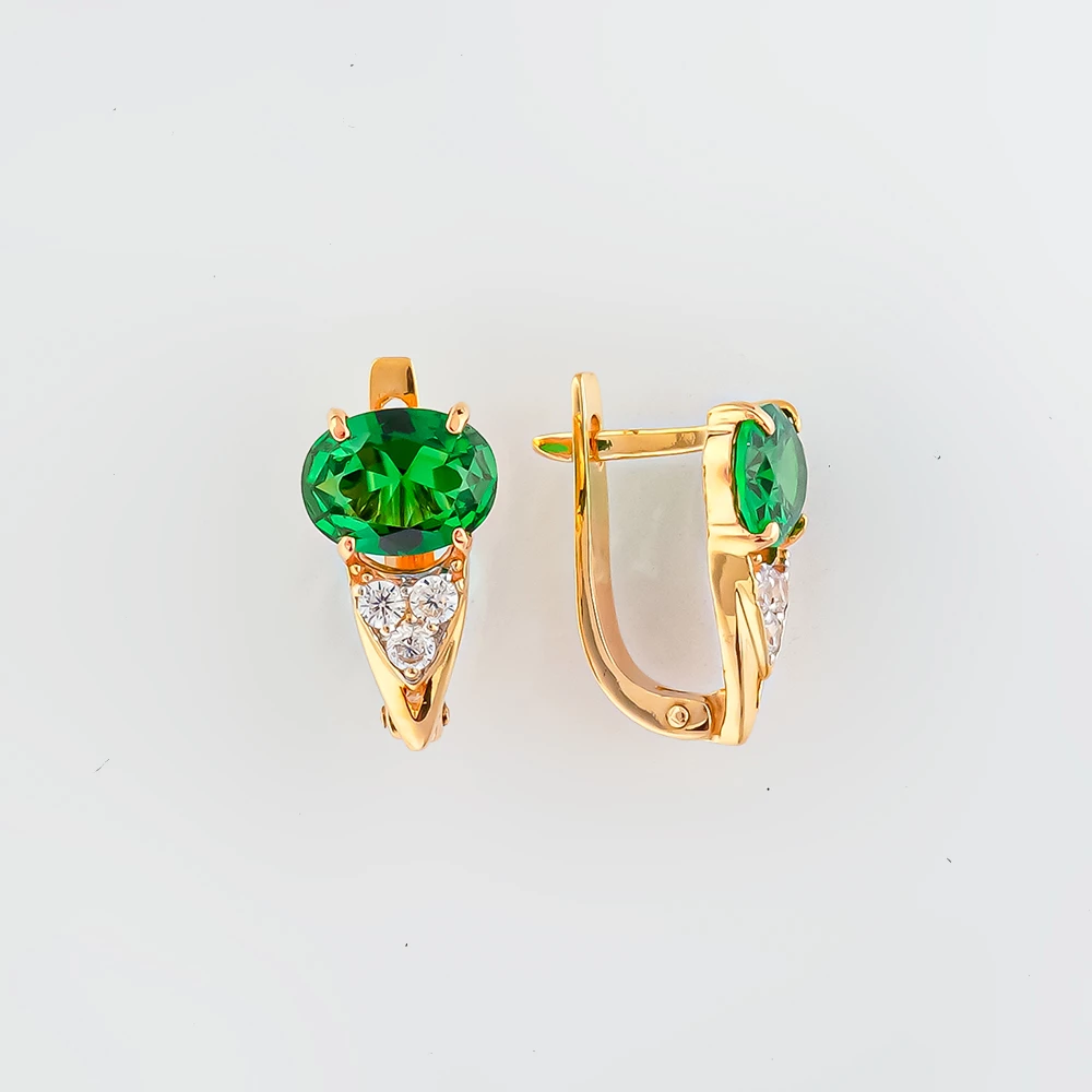 Серьги с фианитом из красного золота 585 пробы 1