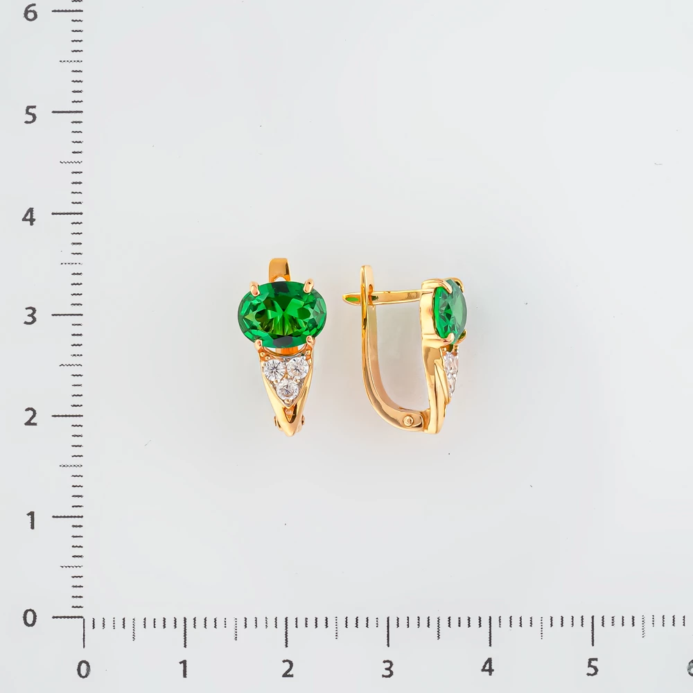 Серьги с фианитом из красного золота 585 пробы 2