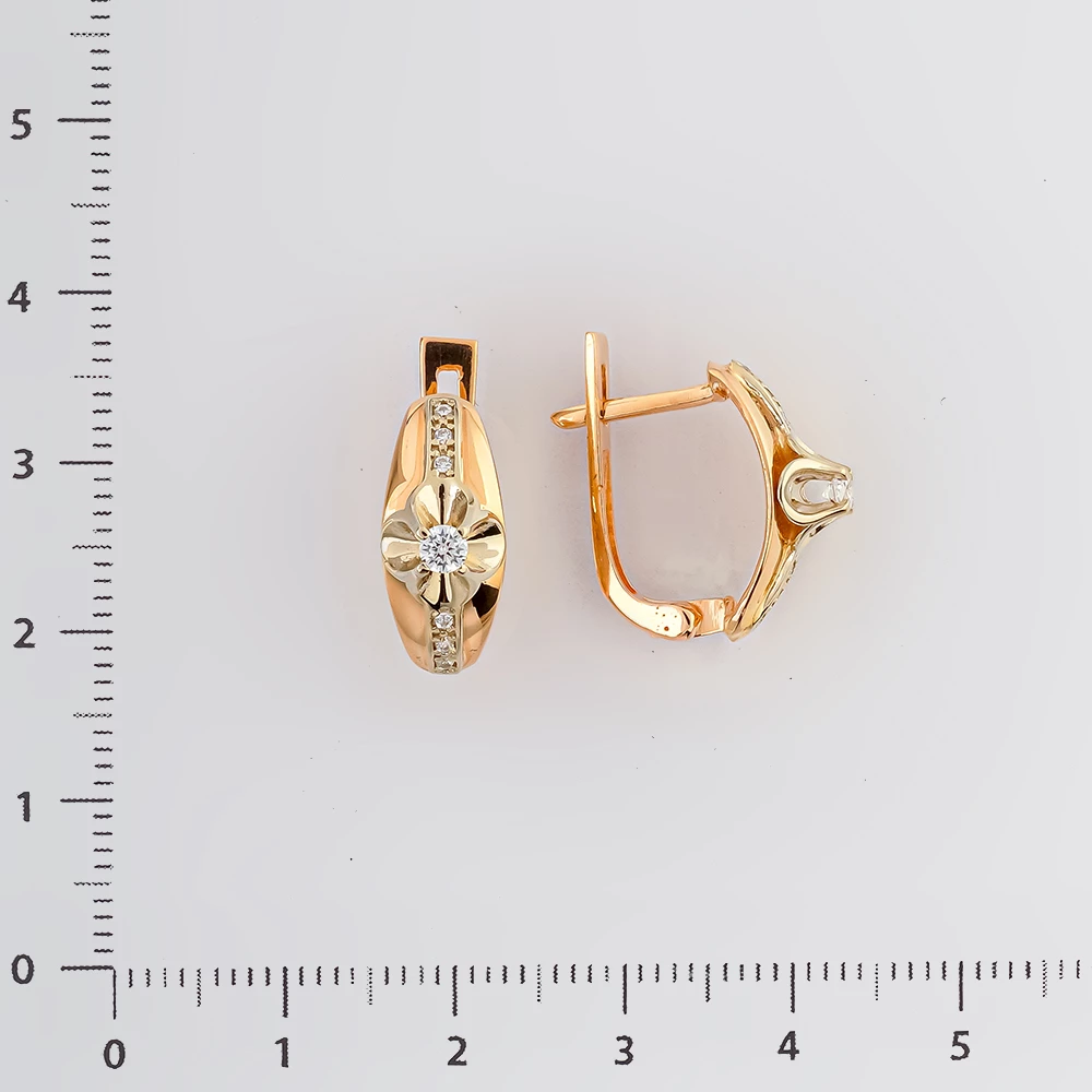 Серьги с фианитом из красного золота 585 пробы 2