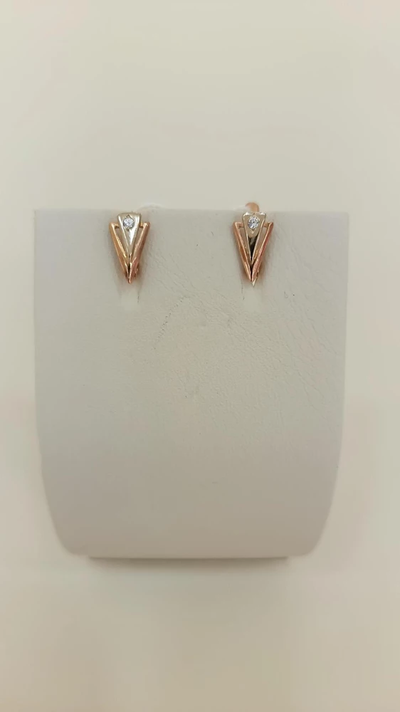 Серьги с фианитом из красного золота 585 пробы 1