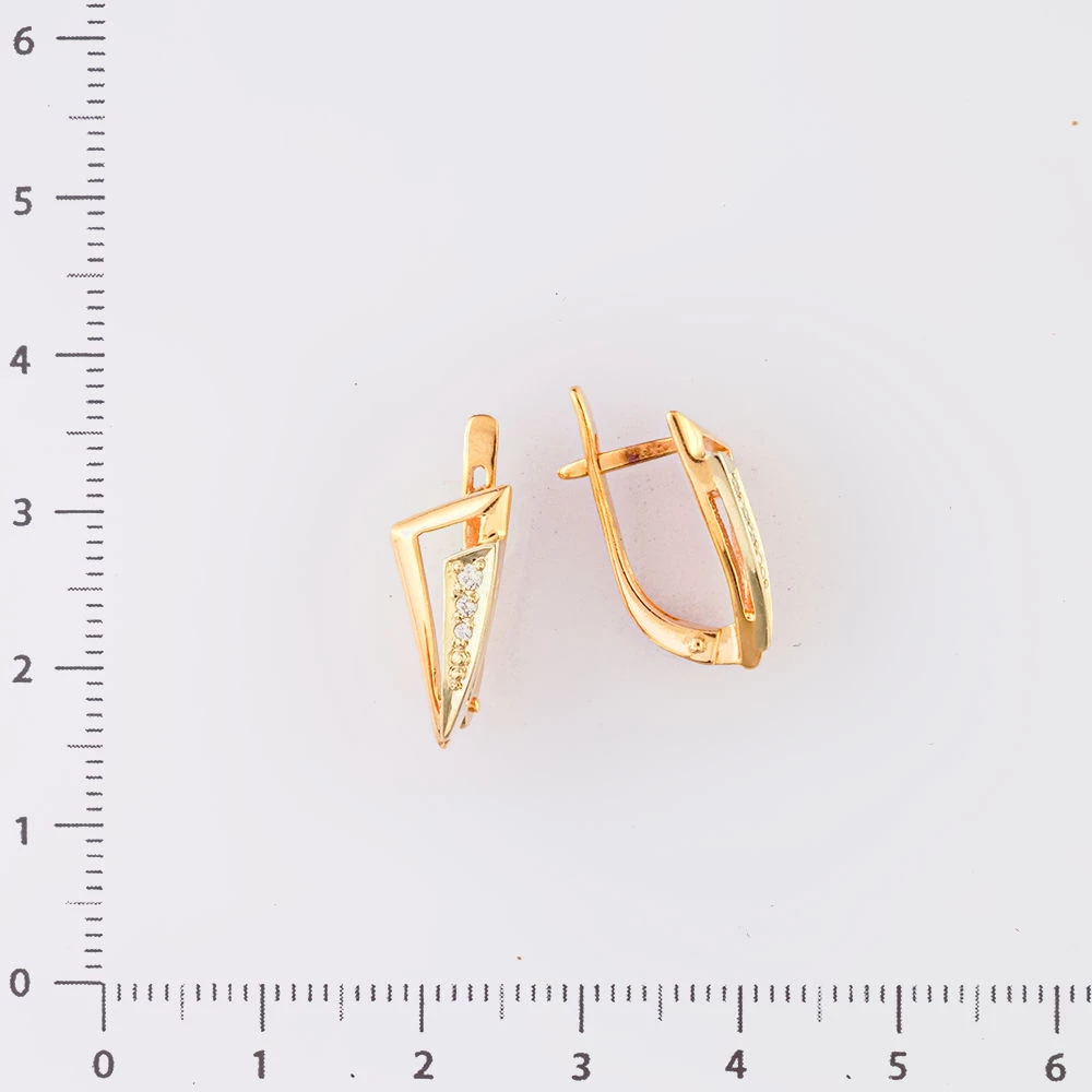 Серьги с фианитом из красного золота 585 пробы 2