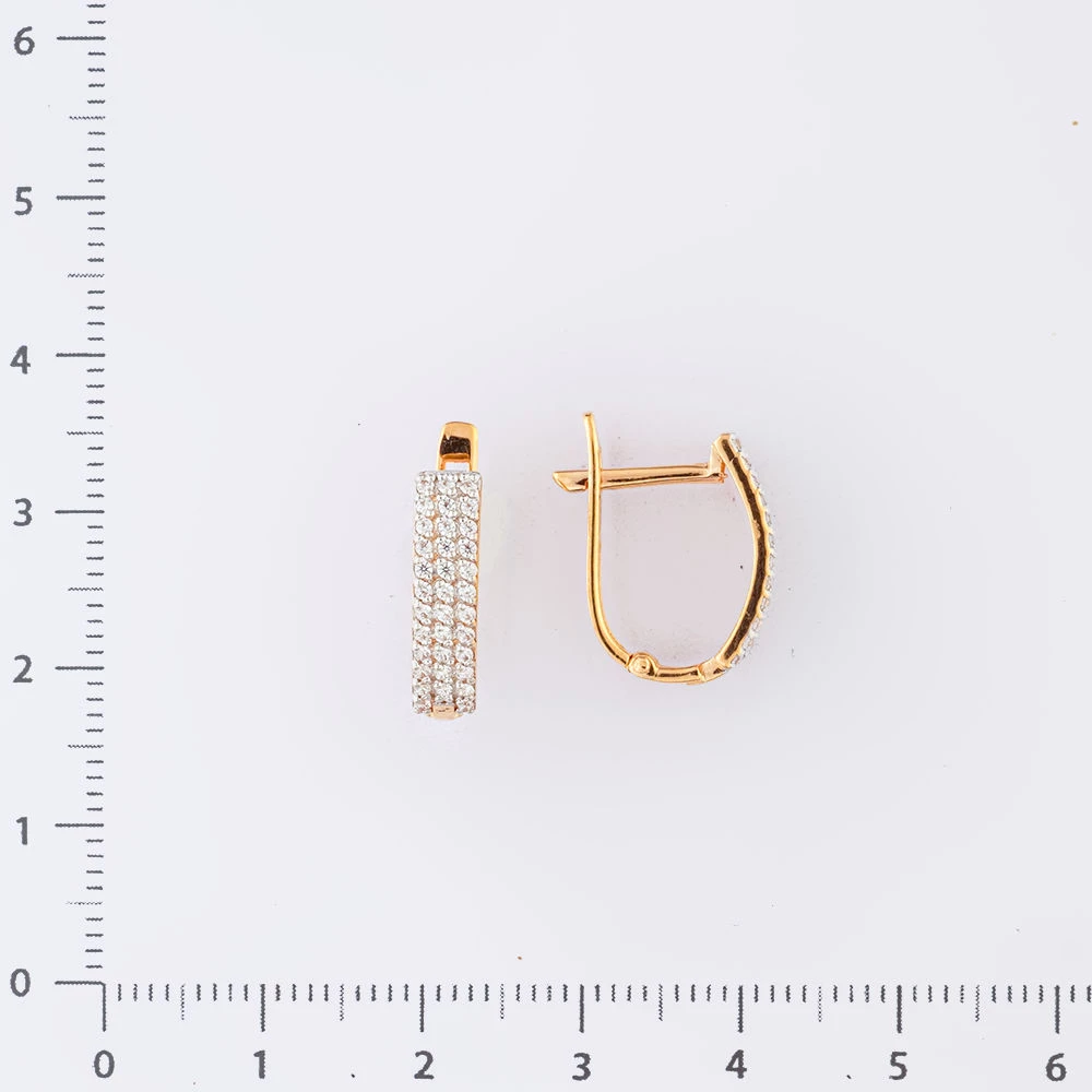 Серьги с фианитом из красного золота 585 пробы 2