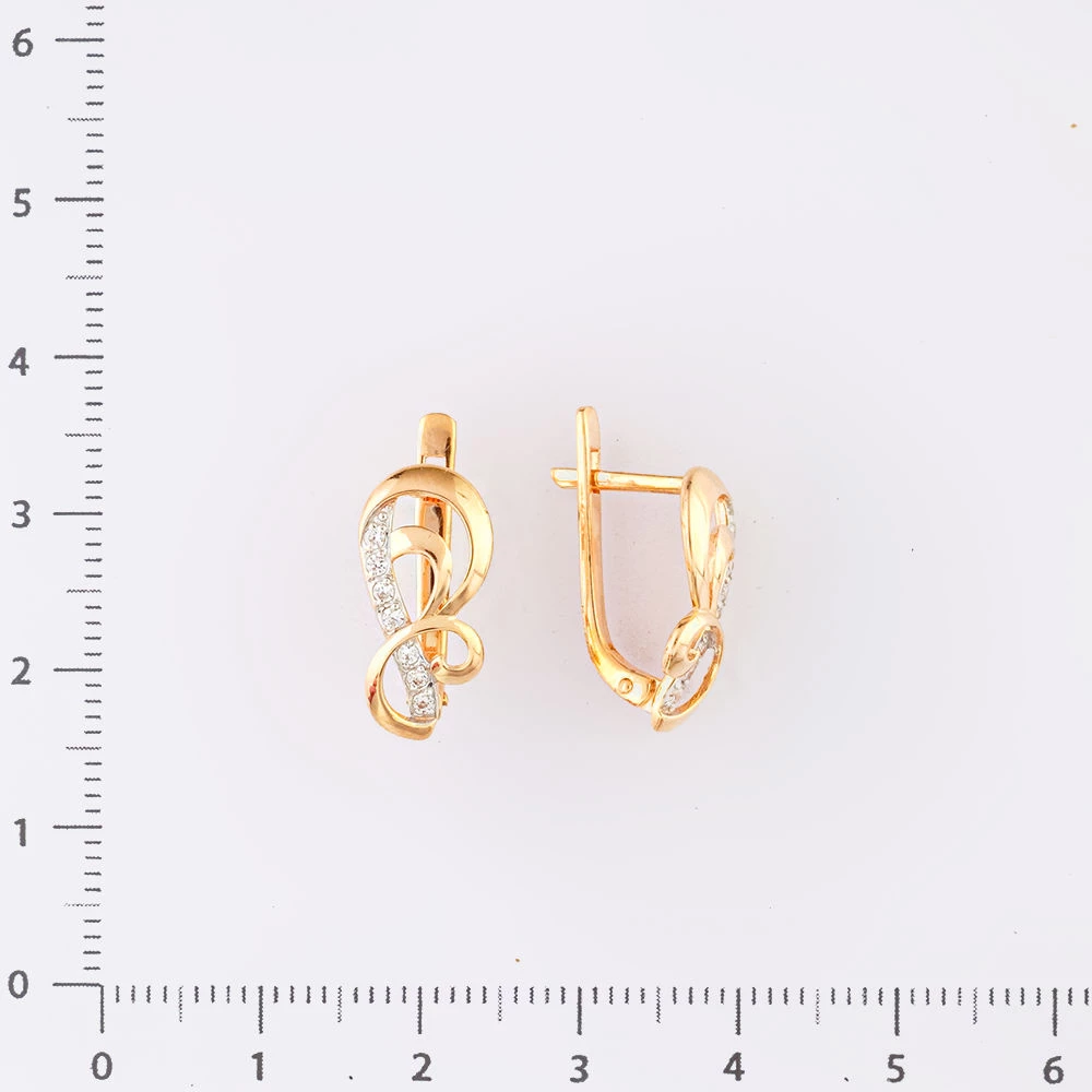 Серьги с фианитом из красного золота 585 пробы 2