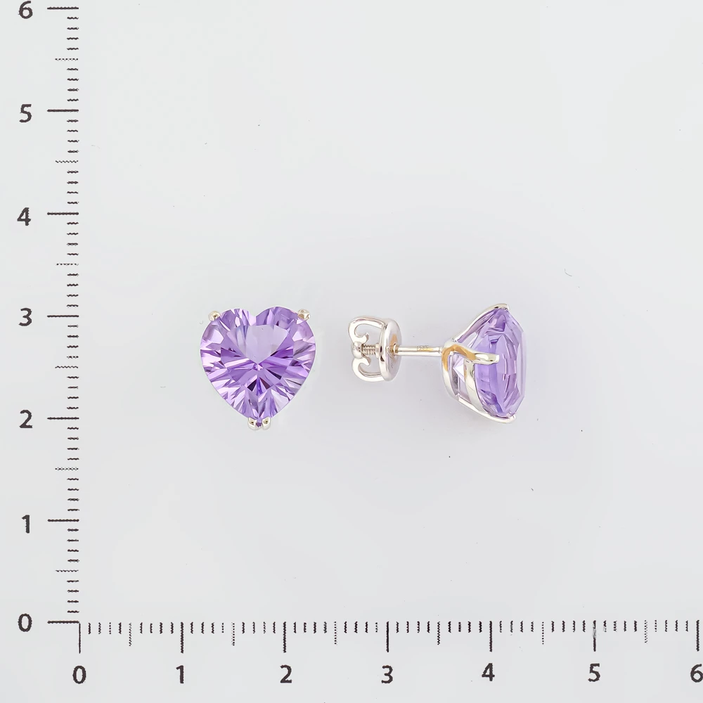 Серьги с аметистом из белого золота 585 пробы 2
