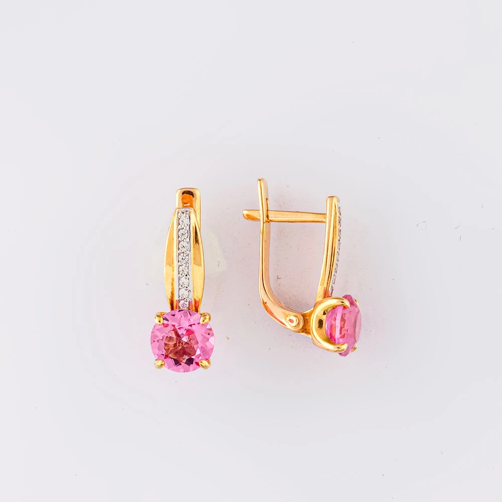 Серьги с ситаллом из красного золота 585 пробы 1