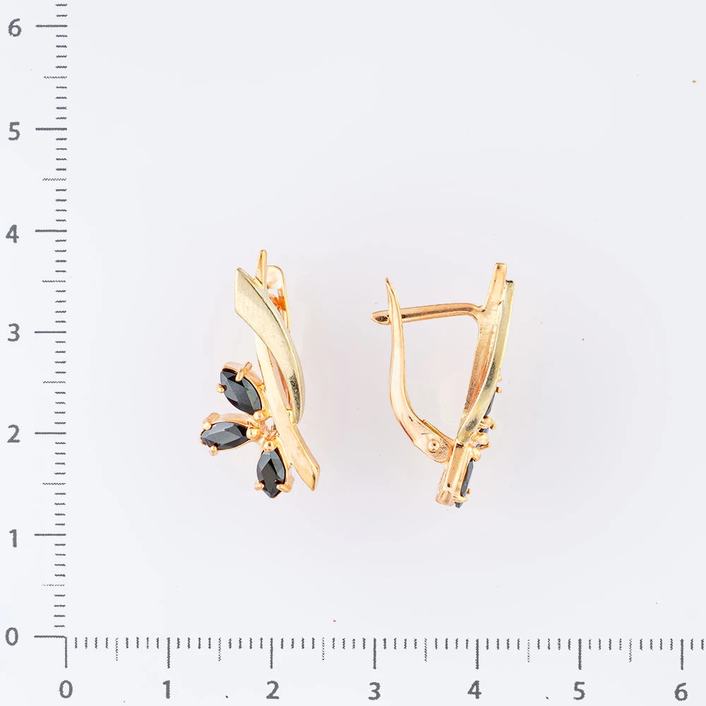 Серьги с ситаллом из красного золота 585 пробы 2