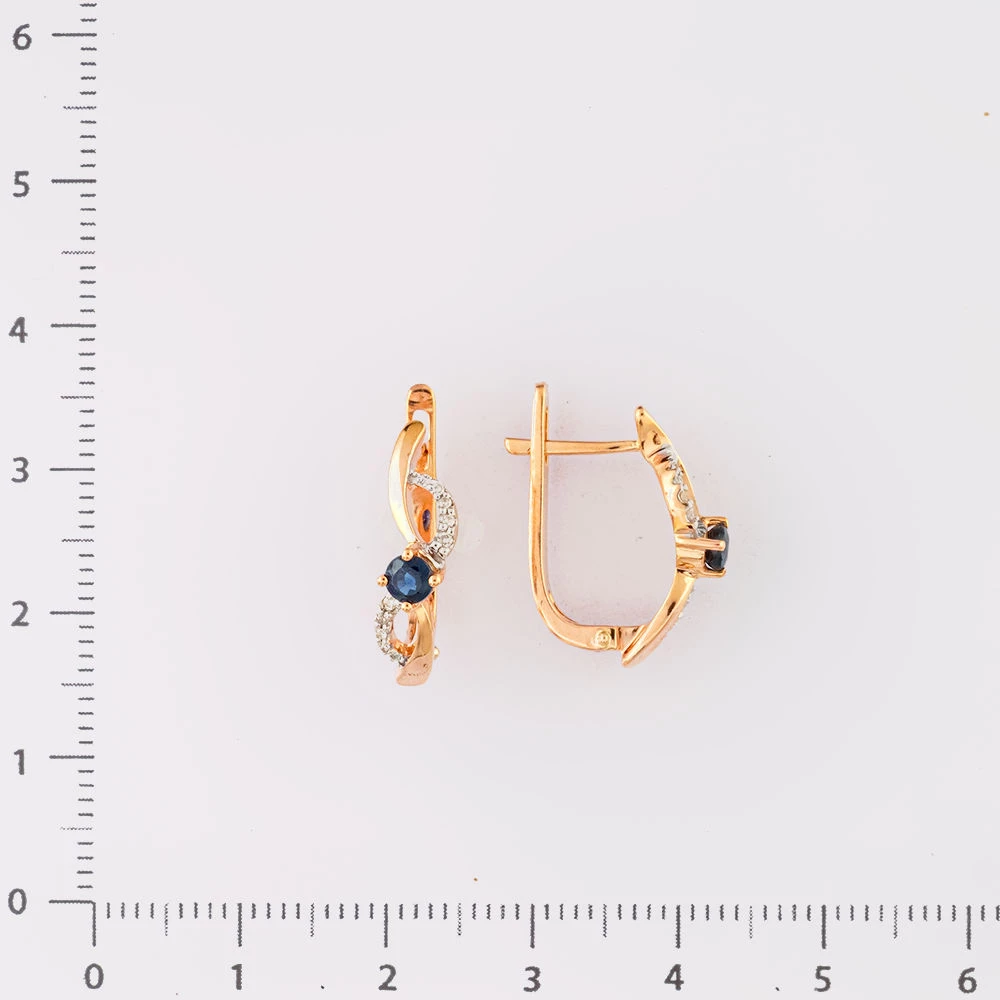 Серьги с сапфиром из красного золота 585 пробы 2