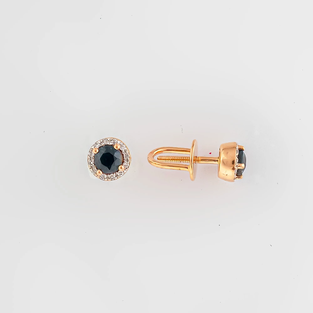 Серьги с сапфиром из красного золота 585 пробы 1